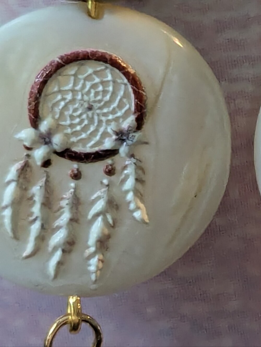 Native American White Dreamcatcher Dentalium Shell Drop Dentalium Earrings - Picture 9 of 11